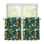 Tropical Giraffe Pattern Print Tier Curtains