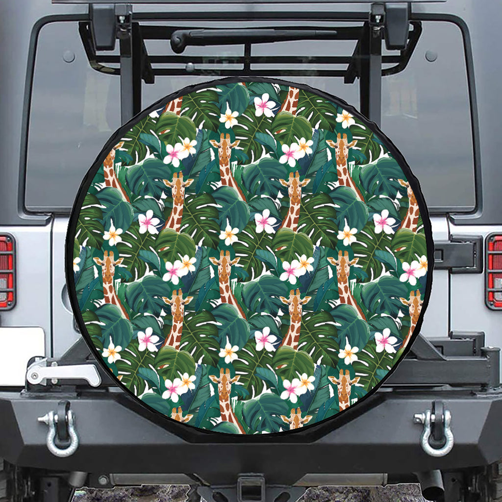 Tropical Giraffe Pattern Print Tire Cover