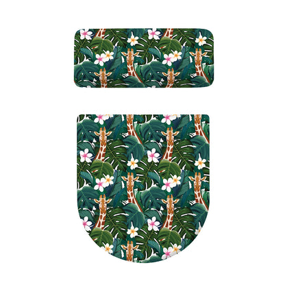 Tropical Giraffe Pattern Print Toilet Lid And Tank Cover Set