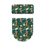 Tropical Giraffe Pattern Print Toilet Lid And Tank Cover Set