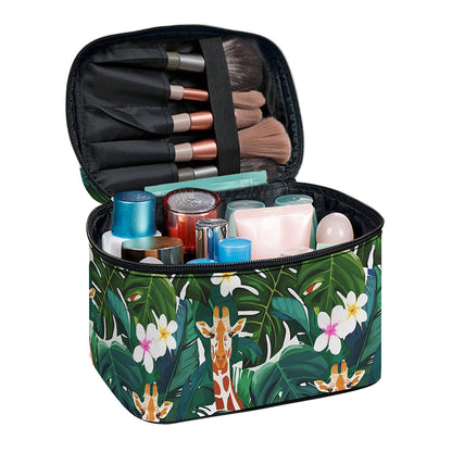 Tropical Giraffe Pattern Print Travel Makeup Bag