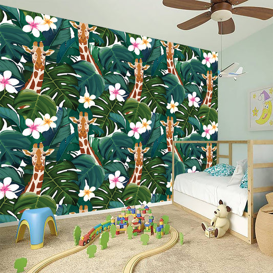 Tropical Giraffe Pattern Print Wall Sticker