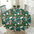 Tropical Giraffe Pattern Print Waterproof Round Tablecloth