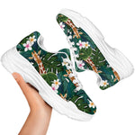 Tropical Giraffe Pattern Print White Chunky Shoes