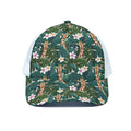 Tropical Giraffe Pattern Print White Mesh Trucker Hat