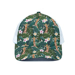 Tropical Giraffe Pattern Print White Mesh Trucker Cap