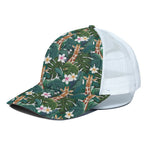 Tropical Giraffe Pattern Print White Mesh Trucker Cap
