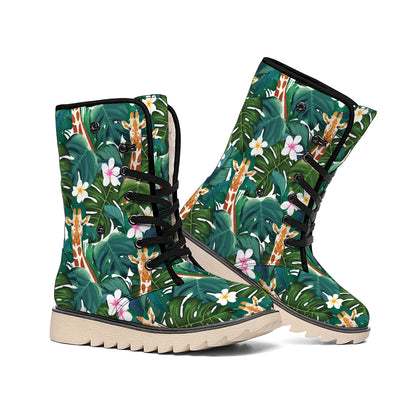 Tropical Giraffe Pattern Print Winter Boots