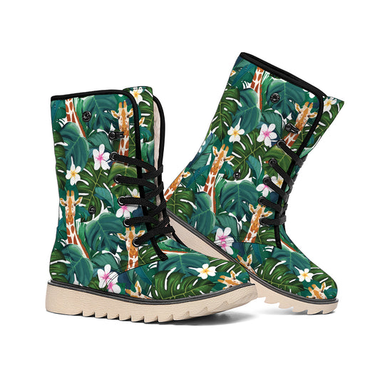Tropical Giraffe Pattern Print Winter Boots