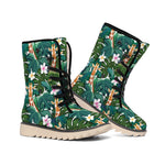 Tropical Giraffe Pattern Print Winter Boots