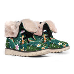Tropical Giraffe Pattern Print Winter Boots