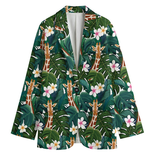 Tropical Giraffe Pattern Print Women's Blazer