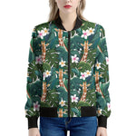 Tropical Giraffe Pattern Print Women's Bomber Jacket
