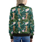 Tropical Giraffe Pattern Print Women's Bomber Jacket