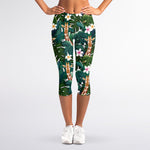 Tropical Giraffe Pattern Print Women's Capri Leggings