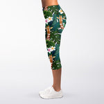 Tropical Giraffe Pattern Print Women's Capri Leggings