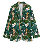 Tropical Giraffe Pattern Print Women's Cotton Blazer