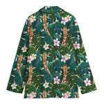 Tropical Giraffe Pattern Print Women's Cotton Blazer