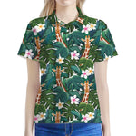Tropical Giraffe Pattern Print Women's Polo Shirt