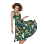 Tropical Giraffe Pattern Print Women's Sleeveless Dress
