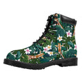 Tropical Giraffe Pattern Print Padded Collar Lace Up Boots