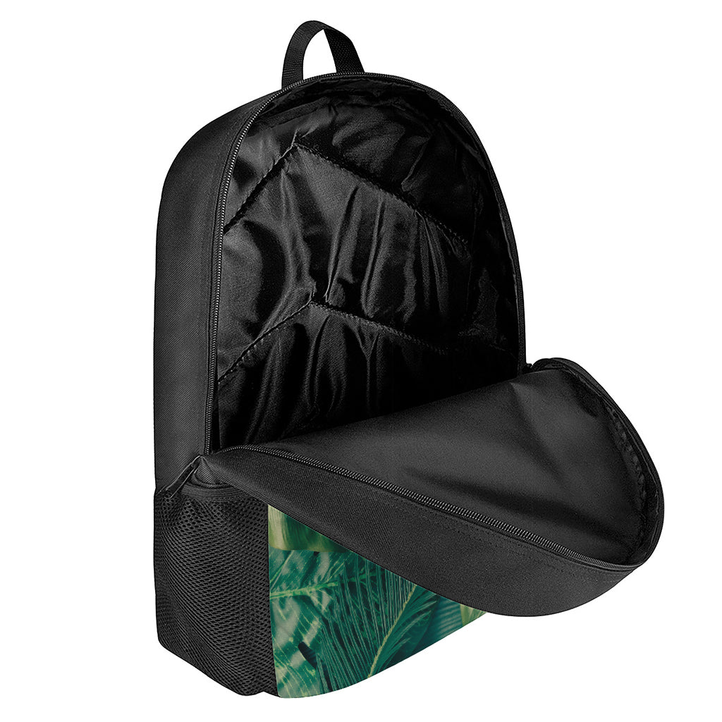 Tropical Green Leaves Print 17 Inch Backpack
