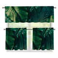 Tropical Green Leaves Print 3 Piece Kitchen Curtains