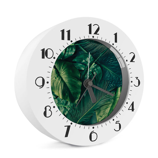 Tropical Green Leaves Print Alarm Clock