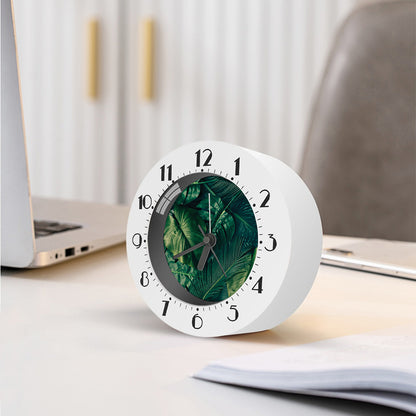 Tropical Green Leaves Print Alarm Clock