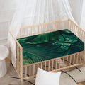 Tropical Green Leaves Print Baby Crib Sheet