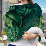 Tropical Green Leaves Print Baby Seat Cover