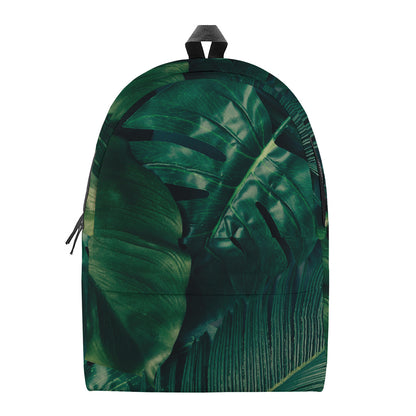 Tropical Green Leaves Print Backpack