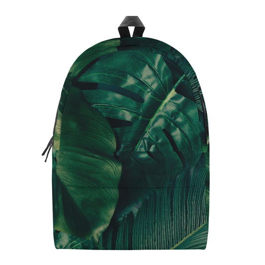 Tropical Green Leaves Print Backpack