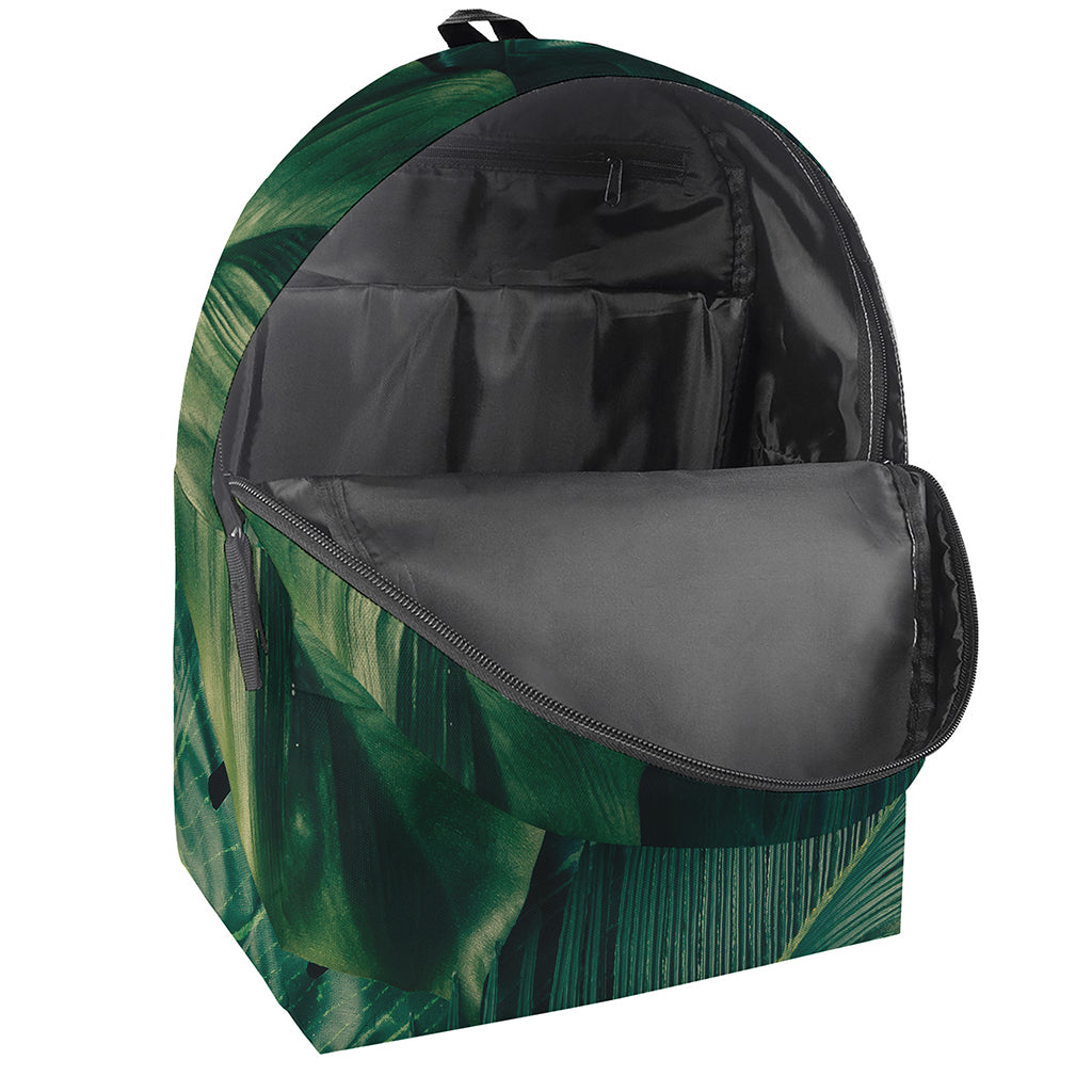 Tropical Green Leaves Print Backpack
