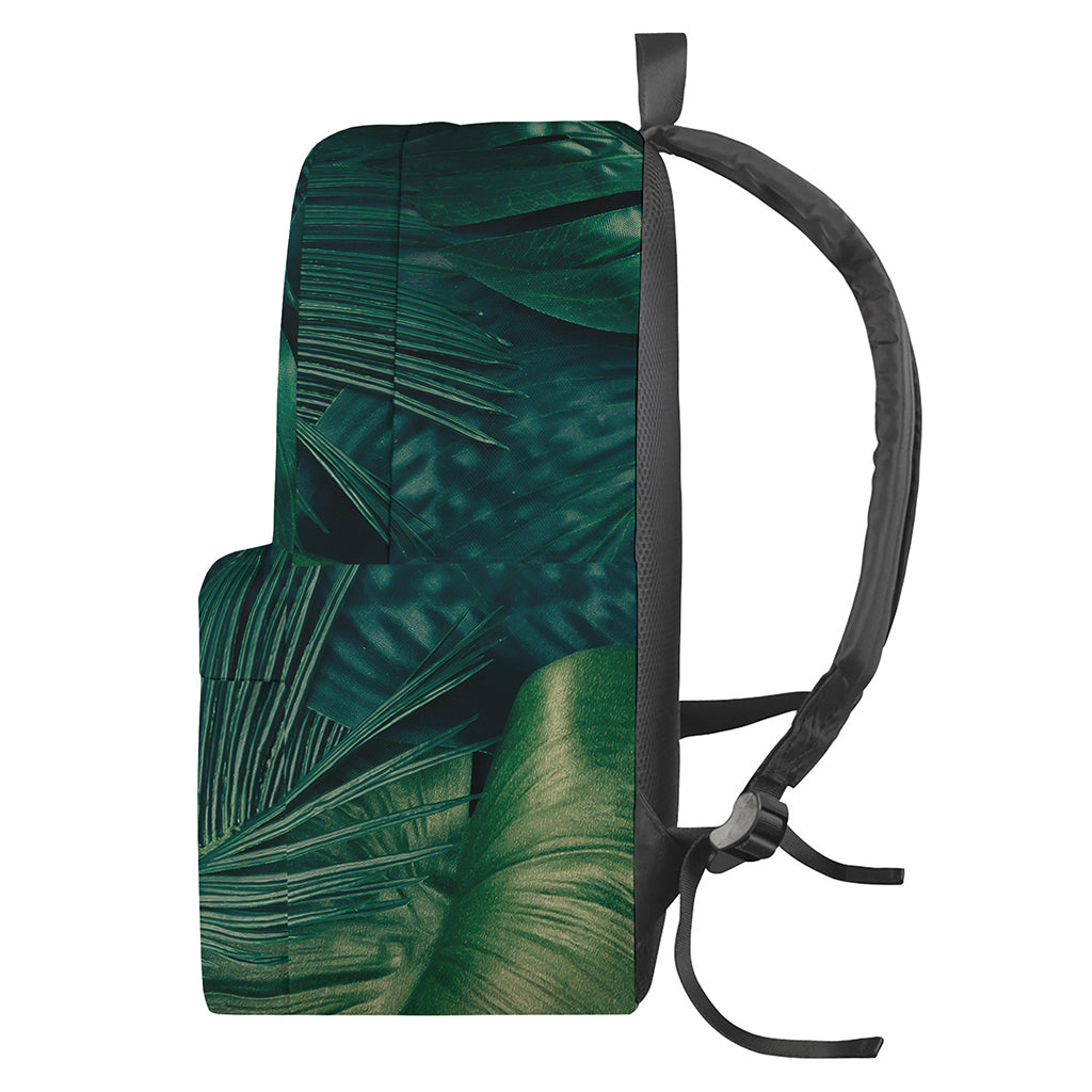 Tropical Green Leaves Print Backpack