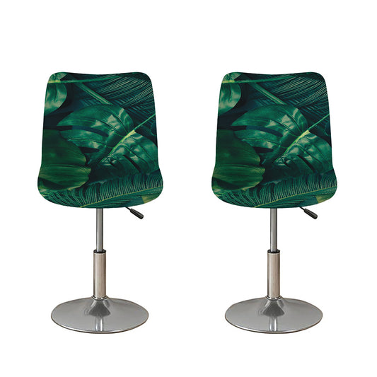 Tropical Green Leaves Print Bar Stool Covers