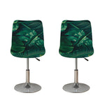 Tropical Green Leaves Print Bar Stool Covers