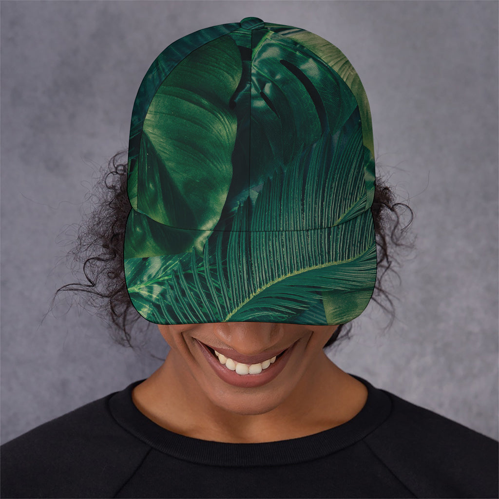 Tropical Green Leaves Print Baseball Cap
