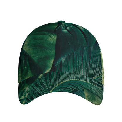 Tropical Green Leaves Print Baseball Cap