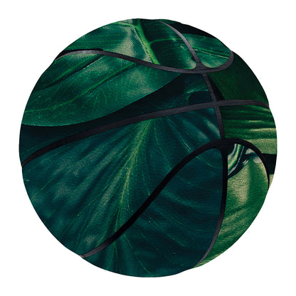 Tropical Green Leaves Print Basketball