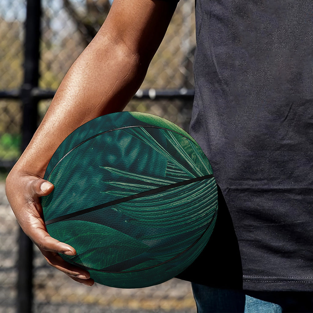 Tropical Green Leaves Print Basketball