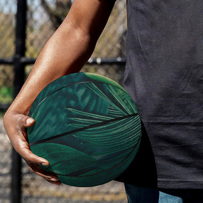 Tropical Green Leaves Print Basketball