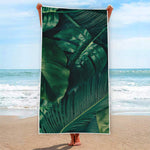 Tropical Green Leaves Print Beach Towel