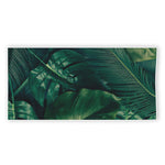 Tropical Green Leaves Print Beach Towel