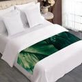 Tropical Green Leaves Print Bed Runner