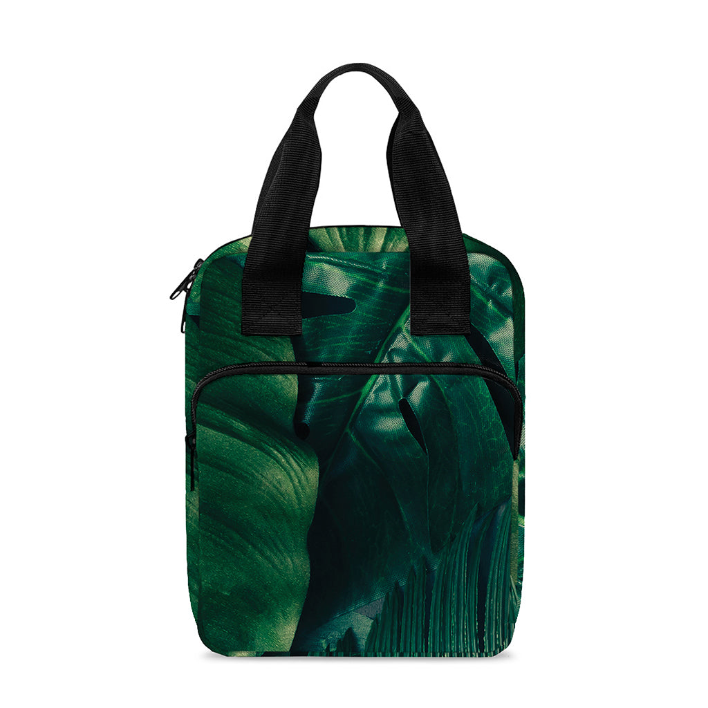 Tropical Green Leaves Print Bible Tote Bag