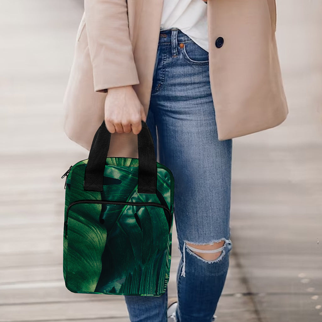 Tropical Green Leaves Print Bible Tote Bag