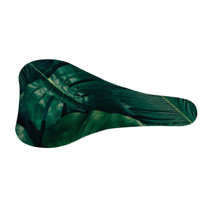 Tropical Green Leaves Print Bicycle Seat Cover