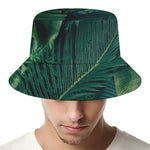 Tropical Green Leaves Print Bucket Hat