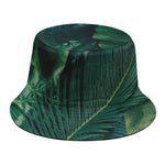 Tropical Green Leaves Print Bucket Hat